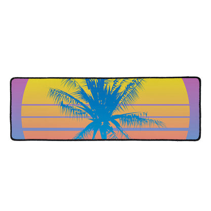 Retrowave Sunset Palm Tree Print Long Kitchen Mat