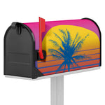 Retrowave Sunset Palm Tree Print Mailbox Cover
