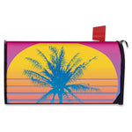 Retrowave Sunset Palm Tree Print Mailbox Cover