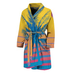 Retrowave Sunset Palm Tree Print Men's Bathrobe