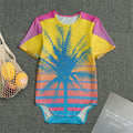 Retrowave Sunset Palm Tree Print Men's Bodysuit