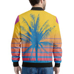 Retrowave Sunset Palm Tree Print Men's Bomber Jacket