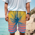 Retrowave Sunset Palm Tree Print Men's Cargo Shorts
