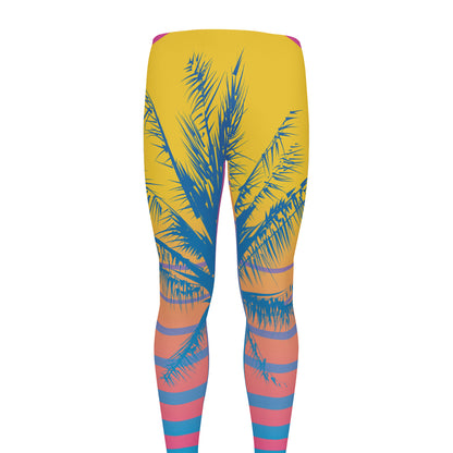 Retrowave Sunset Palm Tree Print Men's leggings