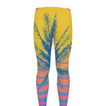 Retrowave Sunset Palm Tree Print Men's leggings