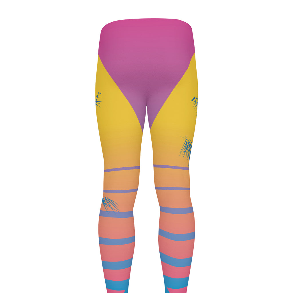 Retrowave Sunset Palm Tree Print Men's leggings