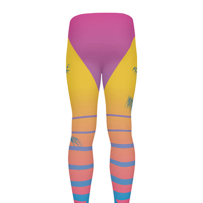 Retrowave Sunset Palm Tree Print Men's leggings