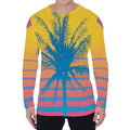Retrowave Sunset Palm Tree Print Men's Long Sleeve T-Shirt