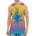 Retrowave Sunset Palm Tree Print Men's Muscle Tank Top