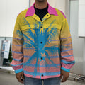 Retrowave Sunset Palm Tree Print Men's Shirt Jacket