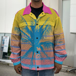 Retrowave Sunset Palm Tree Print Men's Shirt Jacket