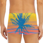 Retrowave Sunset Palm Tree Print Men's Short Boxer Briefs
