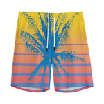 Retrowave Sunset Palm Tree Print Men's Sports Shorts