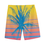 Retrowave Sunset Palm Tree Print Men's Sports Shorts