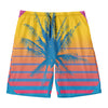 Retrowave Sunset Palm Tree Print Men's Swim Trunks