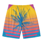 Retrowave Sunset Palm Tree Print Men's Swim Trunks