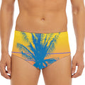 Retrowave Sunset Palm Tree Print Men's Triangle Swim Briefs