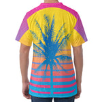 Retrowave Sunset Palm Tree Print Men's Velvet T-Shirt