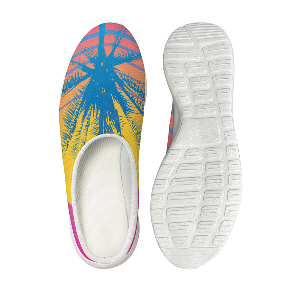 Retrowave Sunset Palm Tree Print Mesh Casual Shoes
