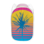Retrowave Sunset Palm Tree Print Mesh Laundry Hamper