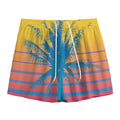 Retrowave Sunset Palm Tree Print Mesh Shorts