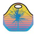 Retrowave Sunset Palm Tree Print Neoprene Lunch Bag