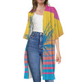 Retrowave Sunset Palm Tree Print Open Front Beach Cover Up