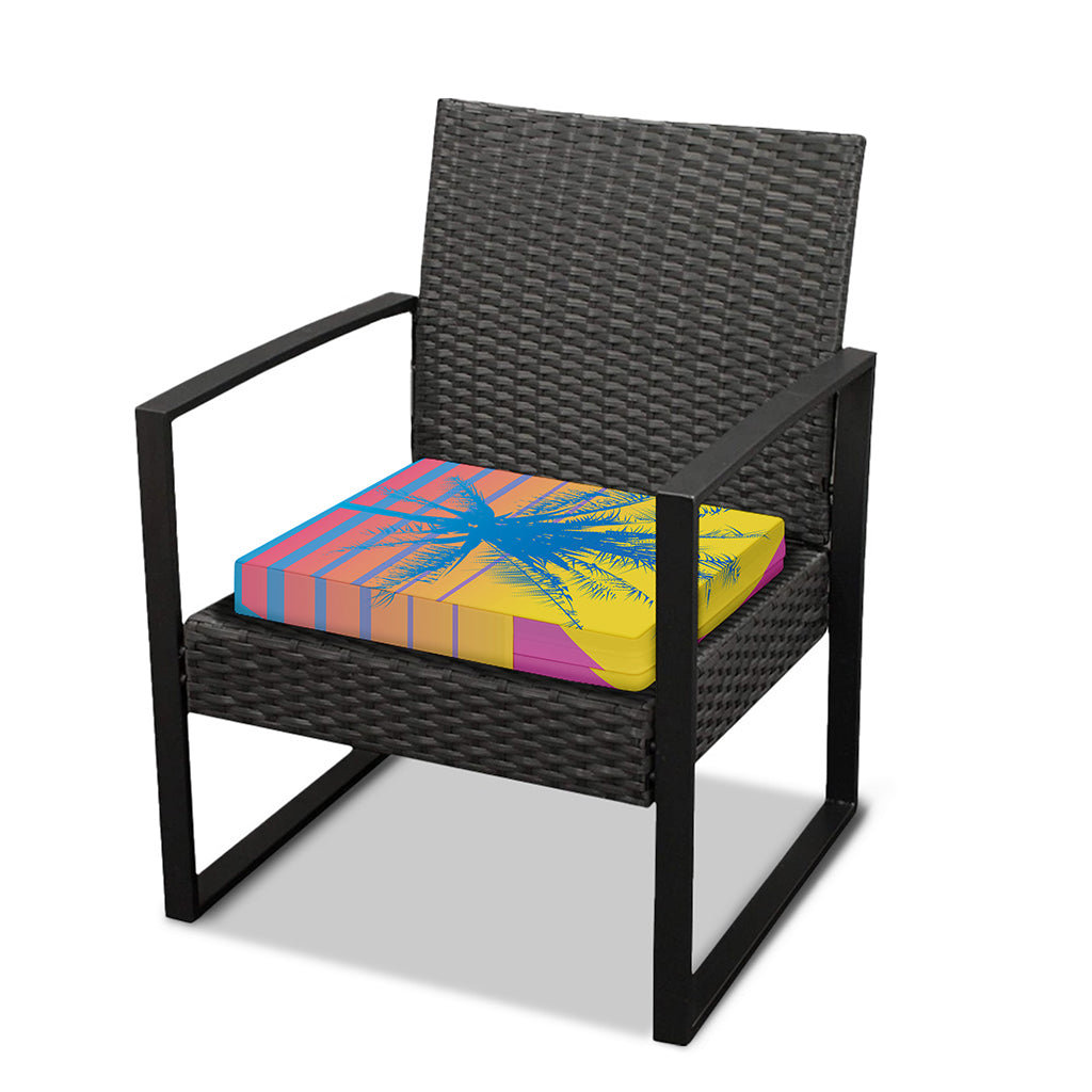 Retrowave Sunset Palm Tree Print Outdoor Seat Cushion Cover