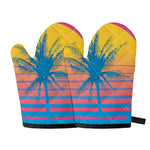 Retrowave Sunset Palm Tree Print Oven Mitts