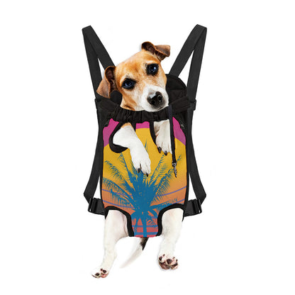 Retrowave Sunset Palm Tree Print Pet Carrier Backpack