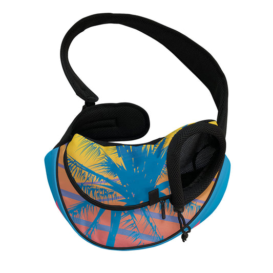 Retrowave Sunset Palm Tree Print Pet Sling Carrier