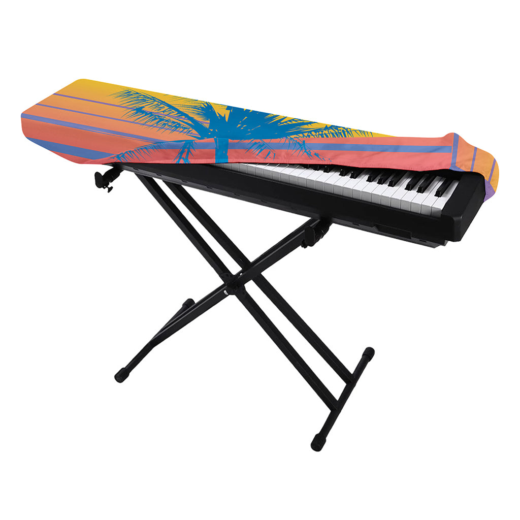 Retrowave Sunset Palm Tree Print Piano Keyboard Cover