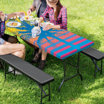 Retrowave Sunset Palm Tree Print Picnic Table Cover