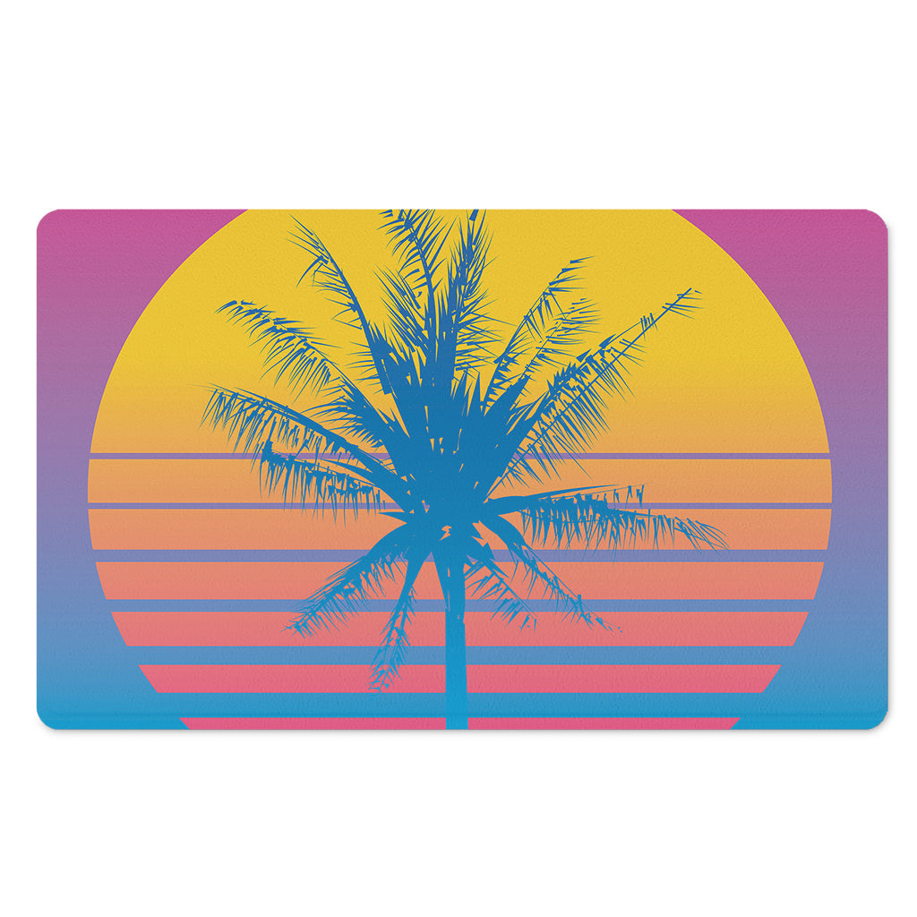 Retrowave Sunset Palm Tree Print Polyester Doormat