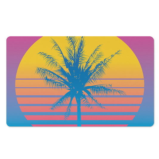 Retrowave Sunset Palm Tree Print Polyester Doormat