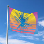 Retrowave Sunset Palm Tree Print Polyester Flag