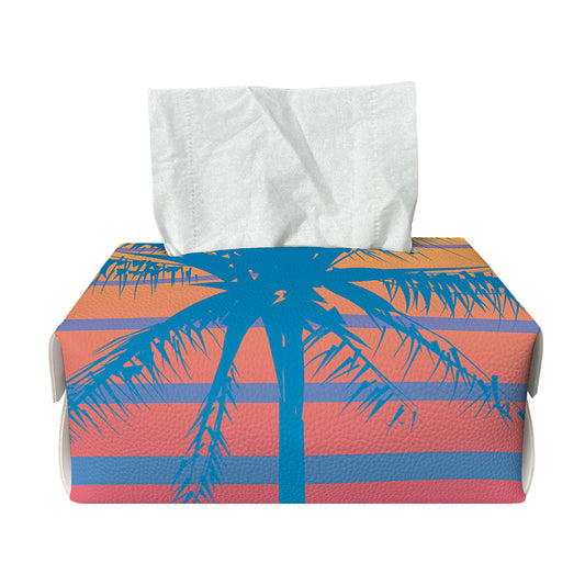 Retrowave Sunset Palm Tree Print Rectangle Tissue Box Cover