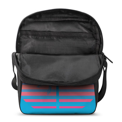 Retrowave Sunset Palm Tree Print Rectangular Crossbody Bag