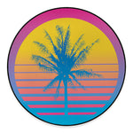 Retrowave Sunset Palm Tree Print Round Floor Mat