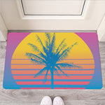 Retrowave Sunset Palm Tree Print Rubber Doormat