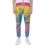 Retrowave Sunset Palm Tree Print Scuba Joggers