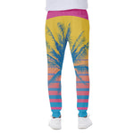 Retrowave Sunset Palm Tree Print Scuba Joggers
