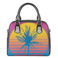 Retrowave Sunset Palm Tree Print Shoulder Handbag