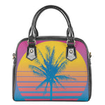 Retrowave Sunset Palm Tree Print Shoulder Handbag
