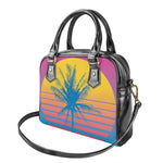 Retrowave Sunset Palm Tree Print Shoulder Handbag