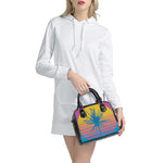 Retrowave Sunset Palm Tree Print Shoulder Handbag