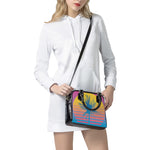 Retrowave Sunset Palm Tree Print Shoulder Handbag