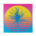 Retrowave Sunset Palm Tree Print Silk Bandana