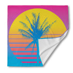 Retrowave Sunset Palm Tree Print Silk Bandana