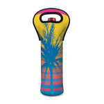 Retrowave Sunset Palm Tree Print Single Neoprene Wine Tote